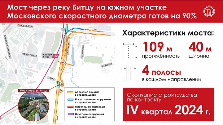 Мост через реку Битца откроют до конца года 