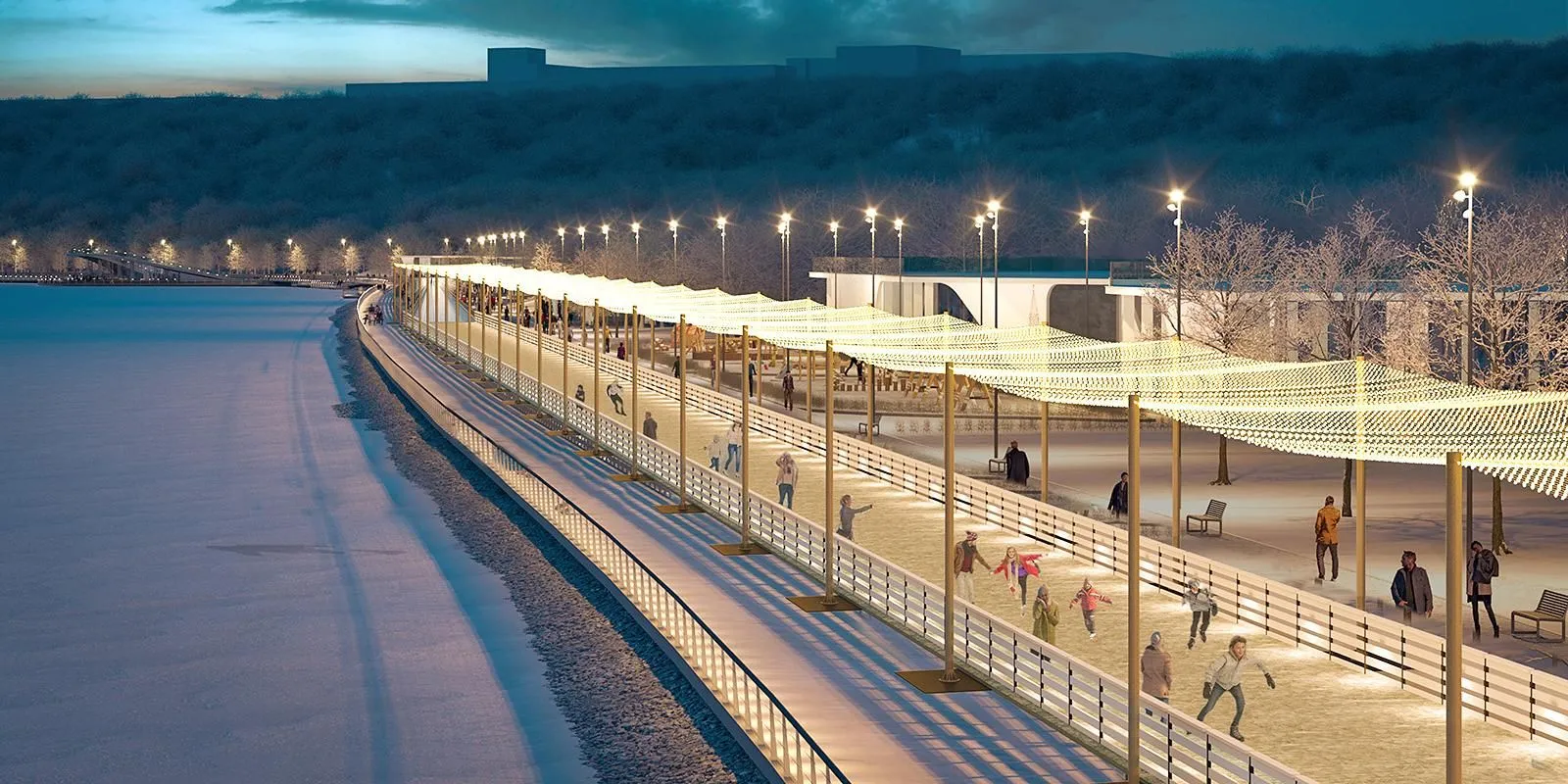 Каток на новой набережной «Коломенского» откроют этой зимой