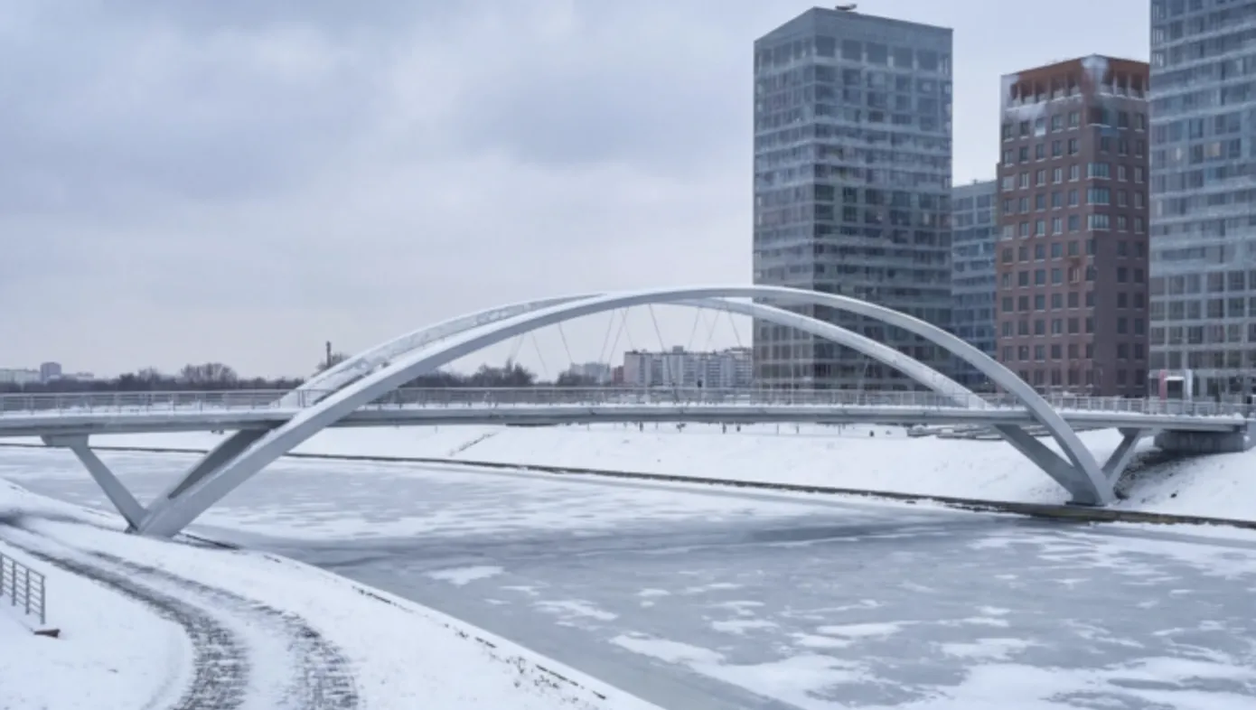 Началось строительство опор арок моста между Мневниковской поймой и районом Крылатское 