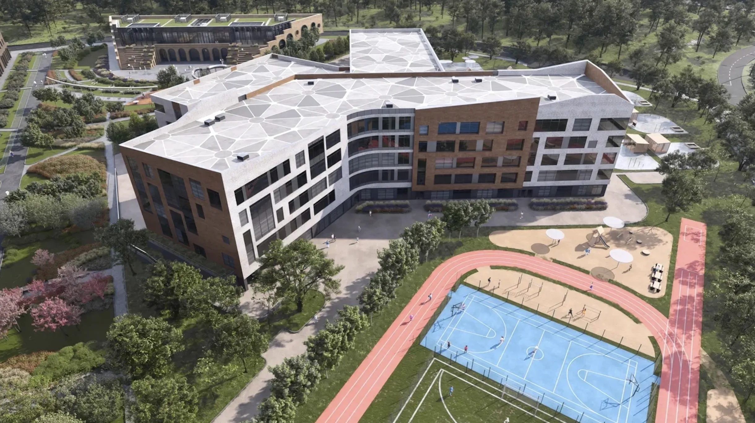 Спортивную и игровую инфраструктуру создадут на территории образовательного комплекса на 1000 мест в Хорошевском районе
