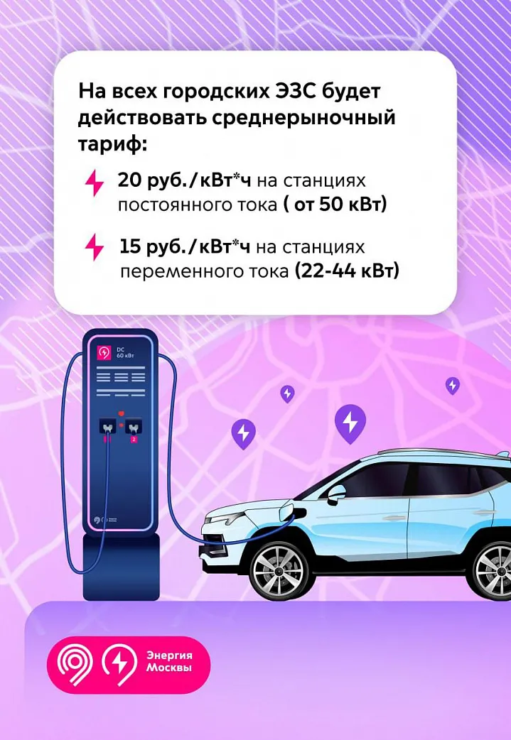 Зарядка электромобилей на станциях «Энергия Москвы» станет платной