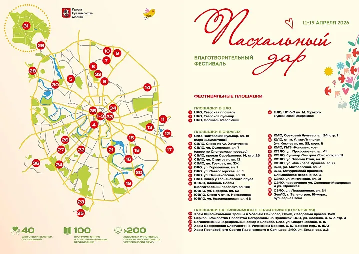 Благотворительный фестиваль «Пасхальный дар» пройдет в Москве с 11 по 19 апреля