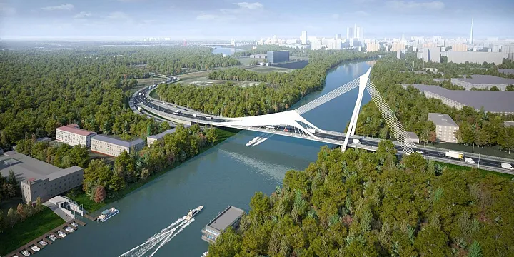 На западе Москвы продолжается строительство моста-паруса 