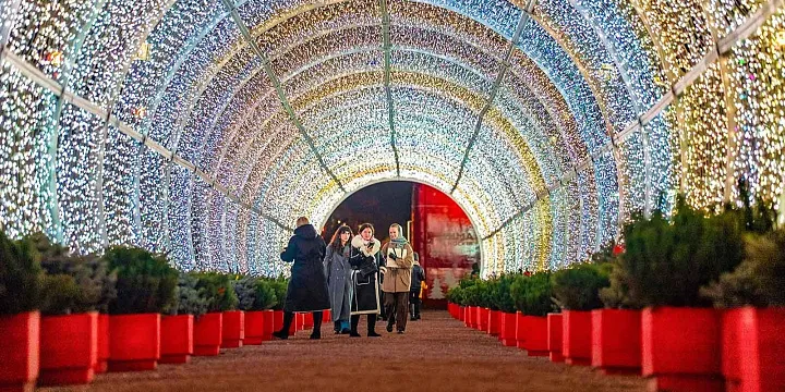 Световые тоннели украсили Москву в преддверии Нового года