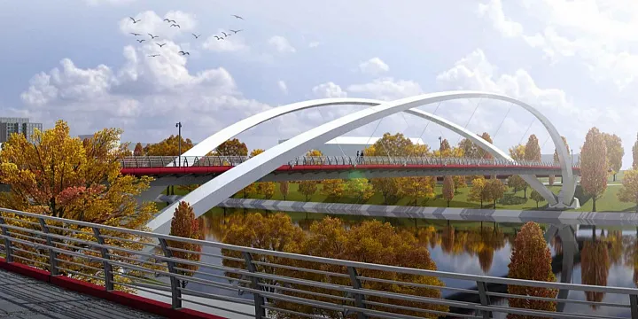 В Москве началась стройка пешеходного моста между Мнёвниковской поймой и Крылатским