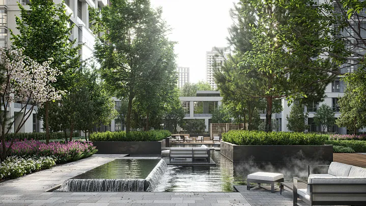 Сад на крыше, фонтаны и лаунж-зоны: Брусника начала строительство ещё двух жилых кварталов в Москве