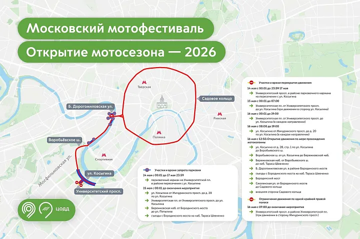 Внешнюю сторону Садового кольца перекроют 16 мая 