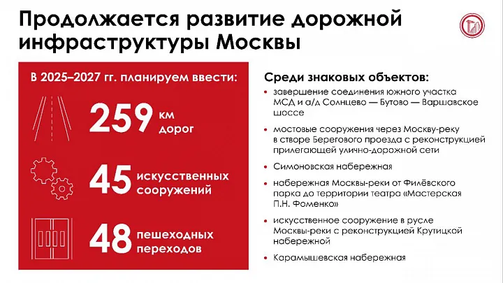 До 2027 года в Москве построят еще 259 км дорог