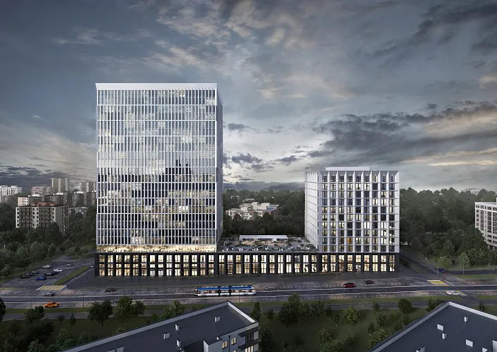 В бизнес-центре STONE Ленинский началась облицовка фасадов