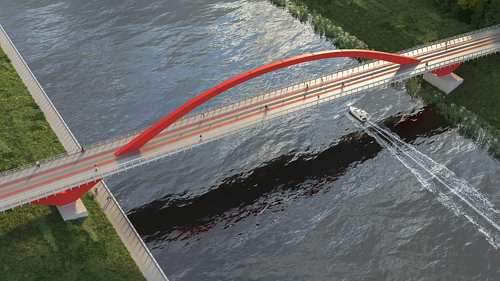 Мост через Москвы-реку в Мневниковской пойме выполнят в серо-красных тонах 