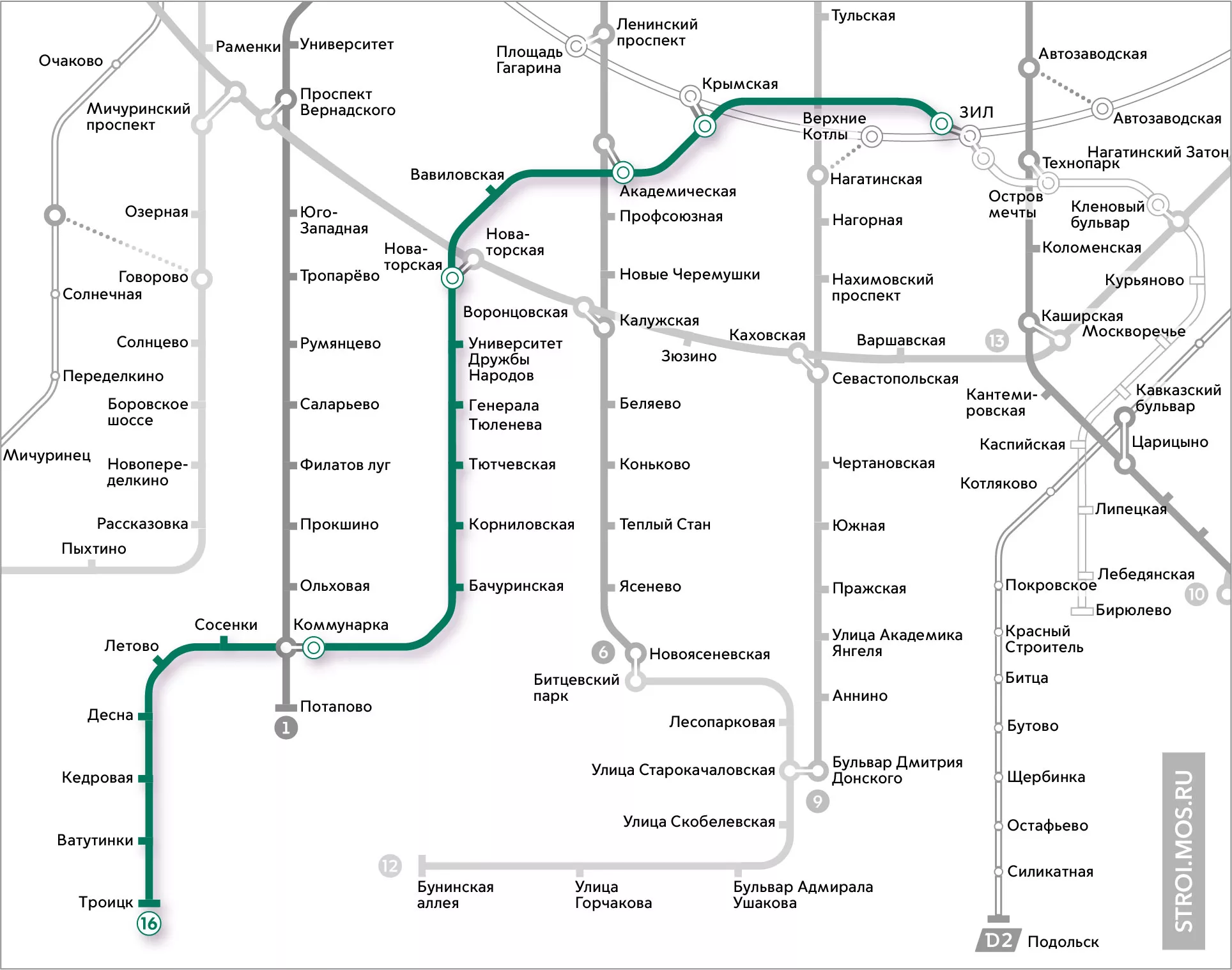 Утверждён проект планировки метро до Троицка - Московская перспектива